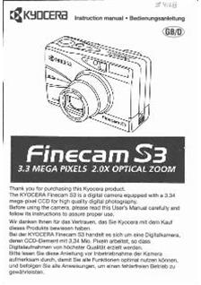 Kyocera Finecam S 3 manual. Camera Instructions.